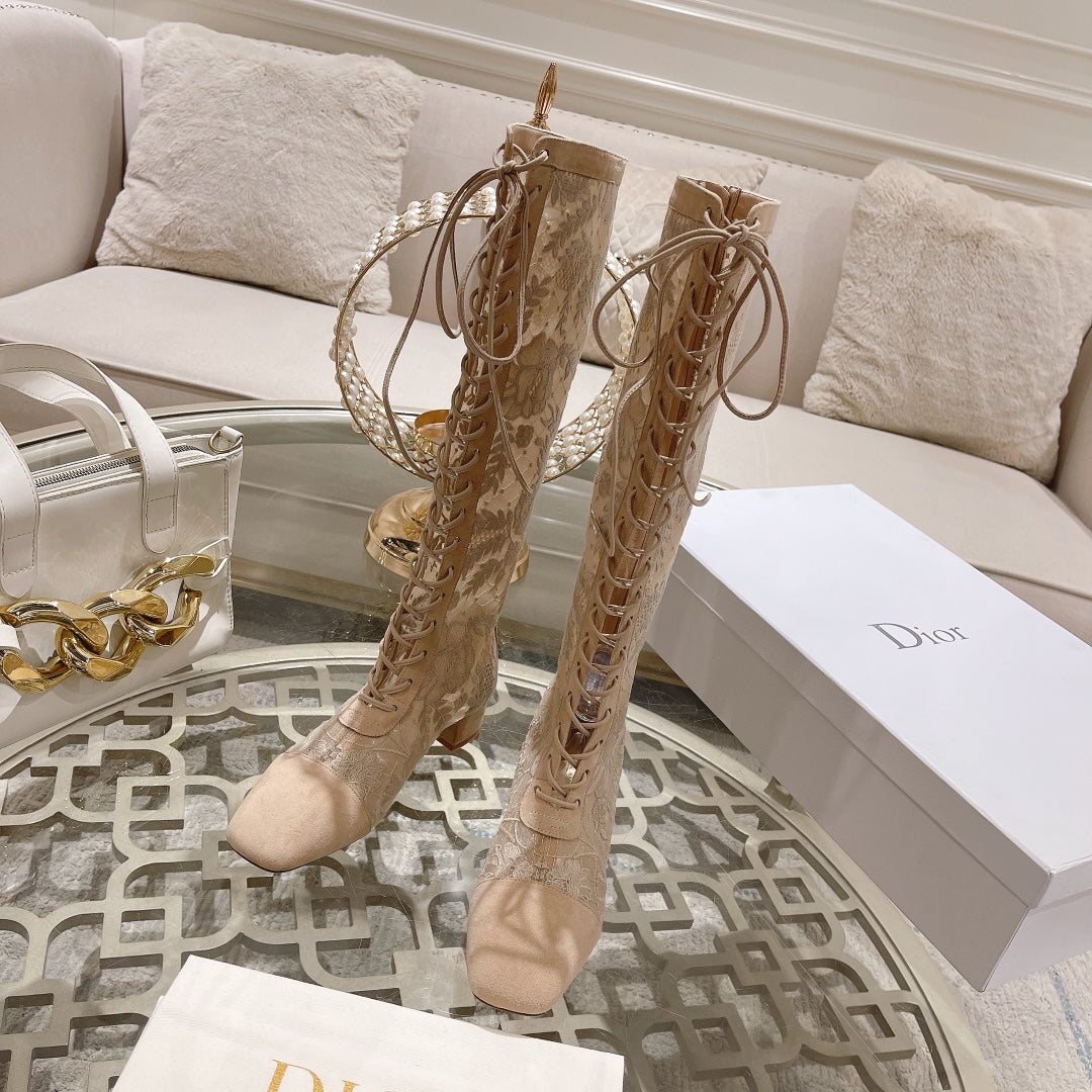 NAUGHTILY-D BOOT NUDE BEIGE TRANSPARENT MESH AND SUEDE EMBROIDERED WITH ROSES MOTIF 35 MM - 34