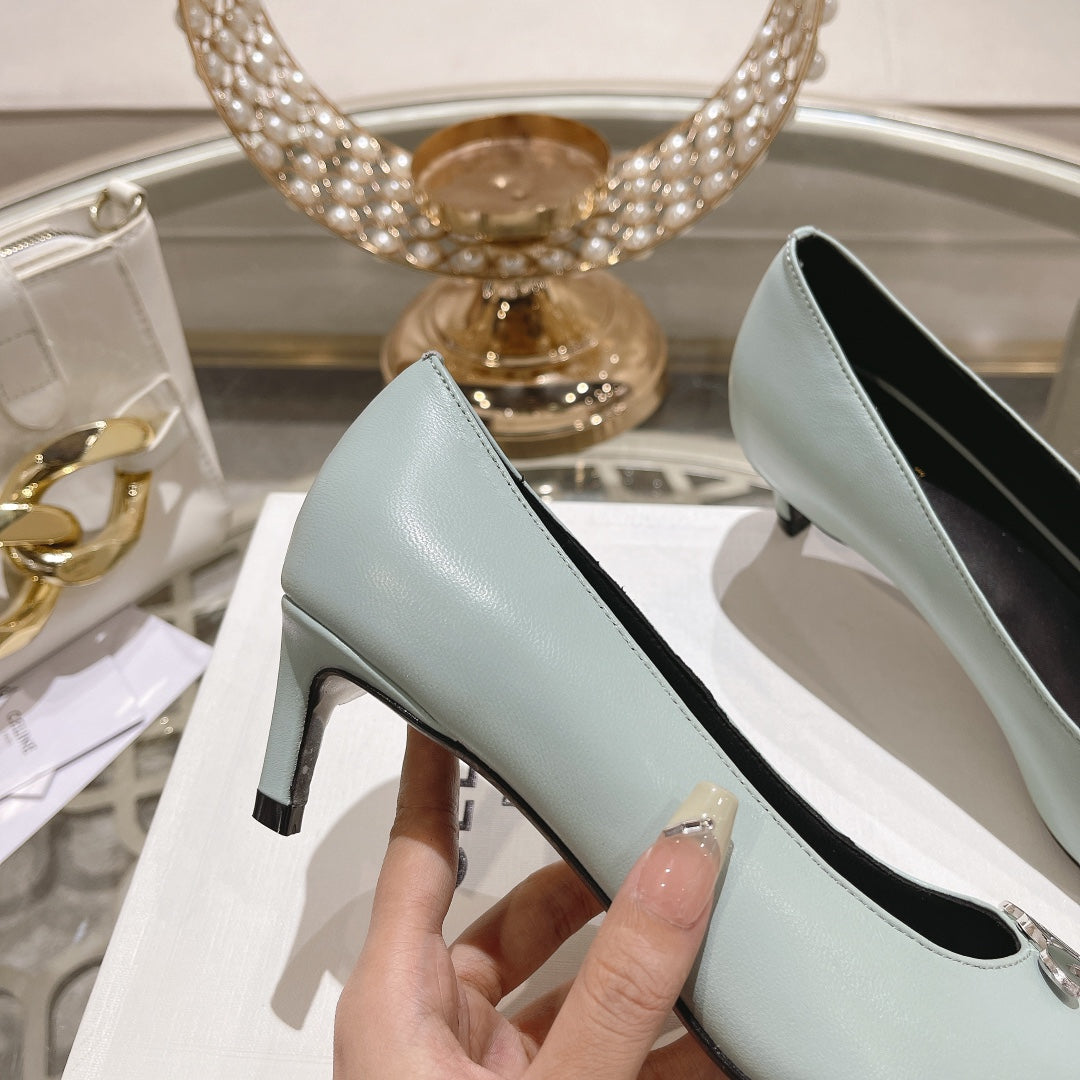 HIGH-HEELS 5 CM IN POWDER BLUE CALFSKIN - 34