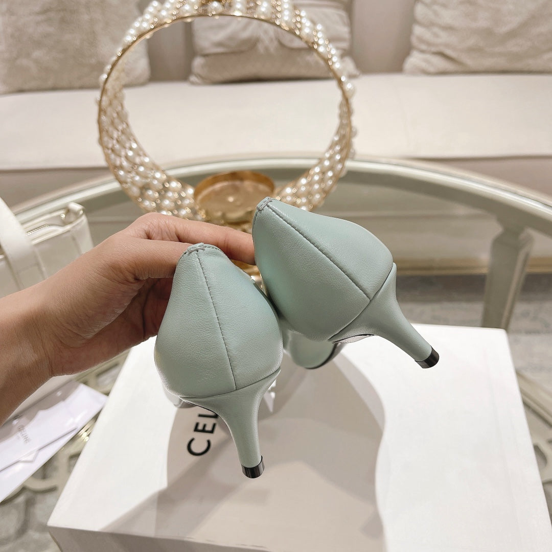 HIGH-HEELS 5 CM IN POWDER BLUE CALFSKIN - 34