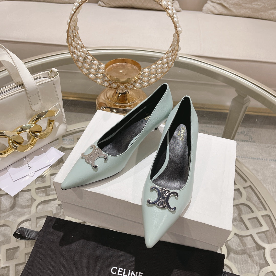 HIGH-HEELS 5 CM IN POWDER BLUE CALFSKIN - 34