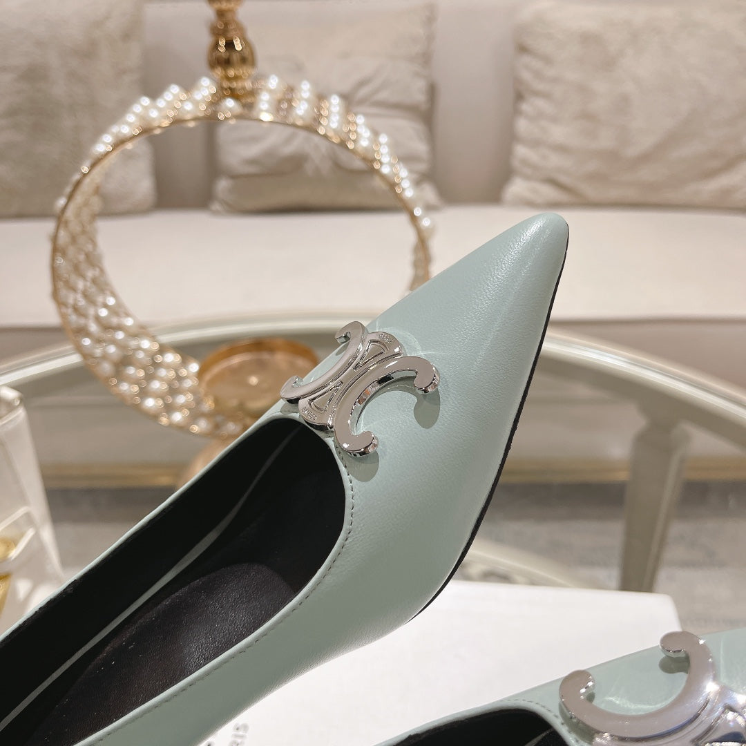 HIGH-HEELS 5 CM IN POWDER BLUE CALFSKIN - 34