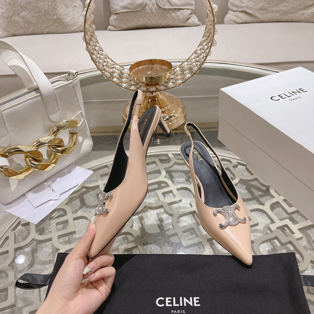 HIGH SLINGBACK 5 CM IN SEPIA TAN CALFSKIN - 34