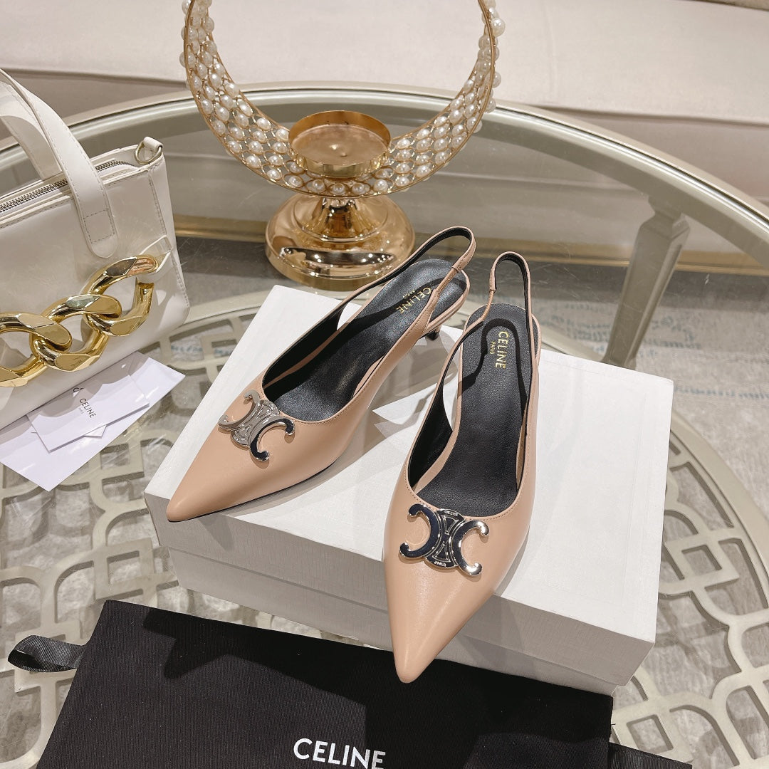 HIGH SLINGBACK 5 CM IN SEPIA TAN CALFSKIN - 34