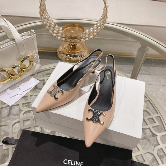 HIGH SLINGBACK 5 CM IN SEPIA TAN CALFSKIN - 34