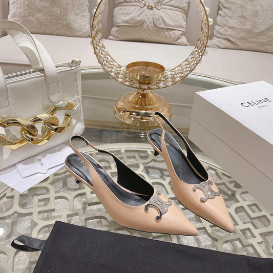 HIGH SLINGBACK 5 CM IN SEPIA TAN CALFSKIN - 34