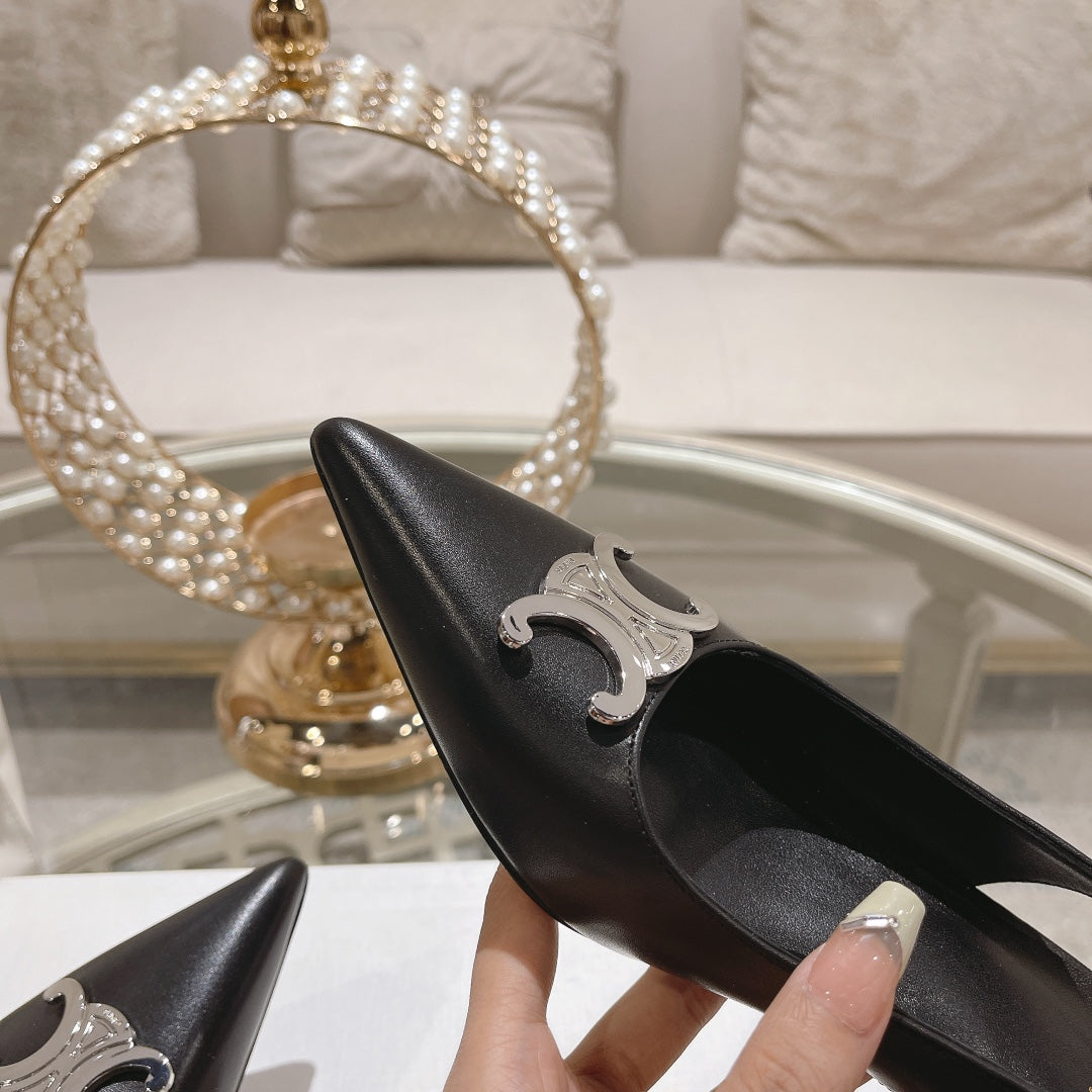 HIGH SLINGBACK 5 CM IN BLACK CALFSKIN - 34