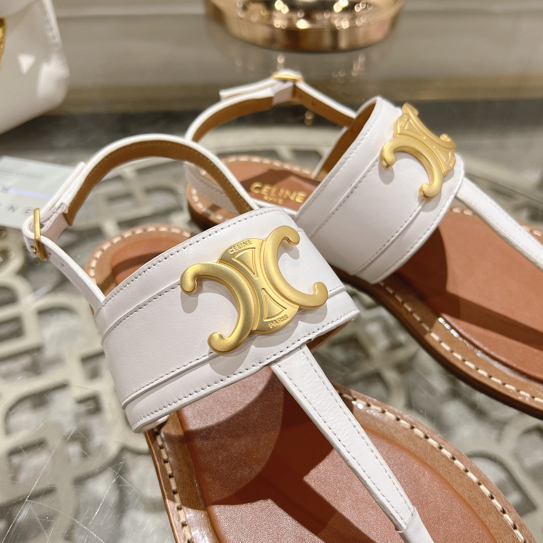 LYMPIA TRIOMPHE THONG IN CALFSKIN WHITE - 35