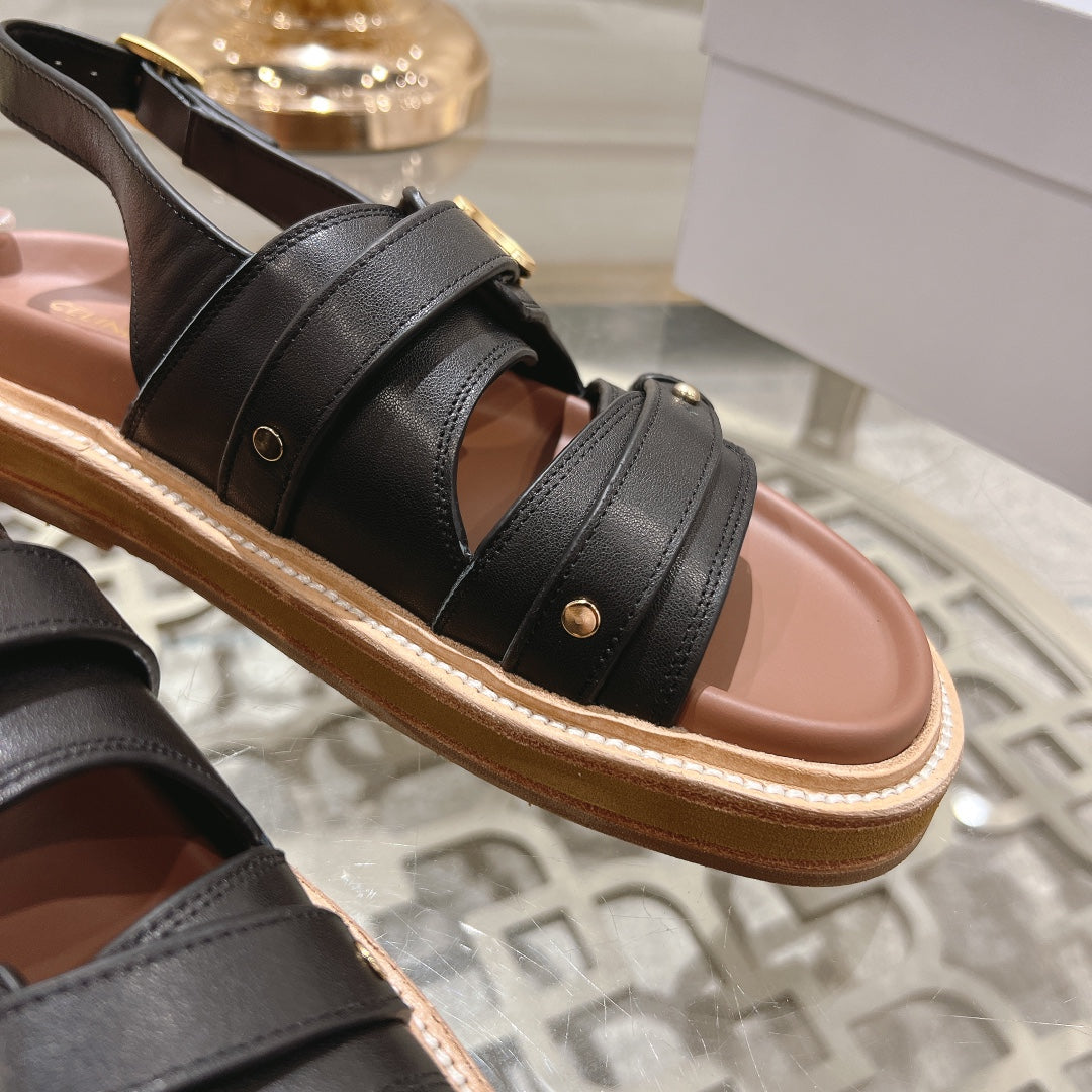 TIPPI TRIOMPHE SANDAL IN BLACK CALFSKIN - 35