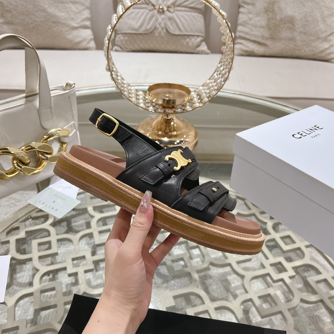 TIPPI TRIOMPHE SANDAL IN BLACK CALFSKIN - 35