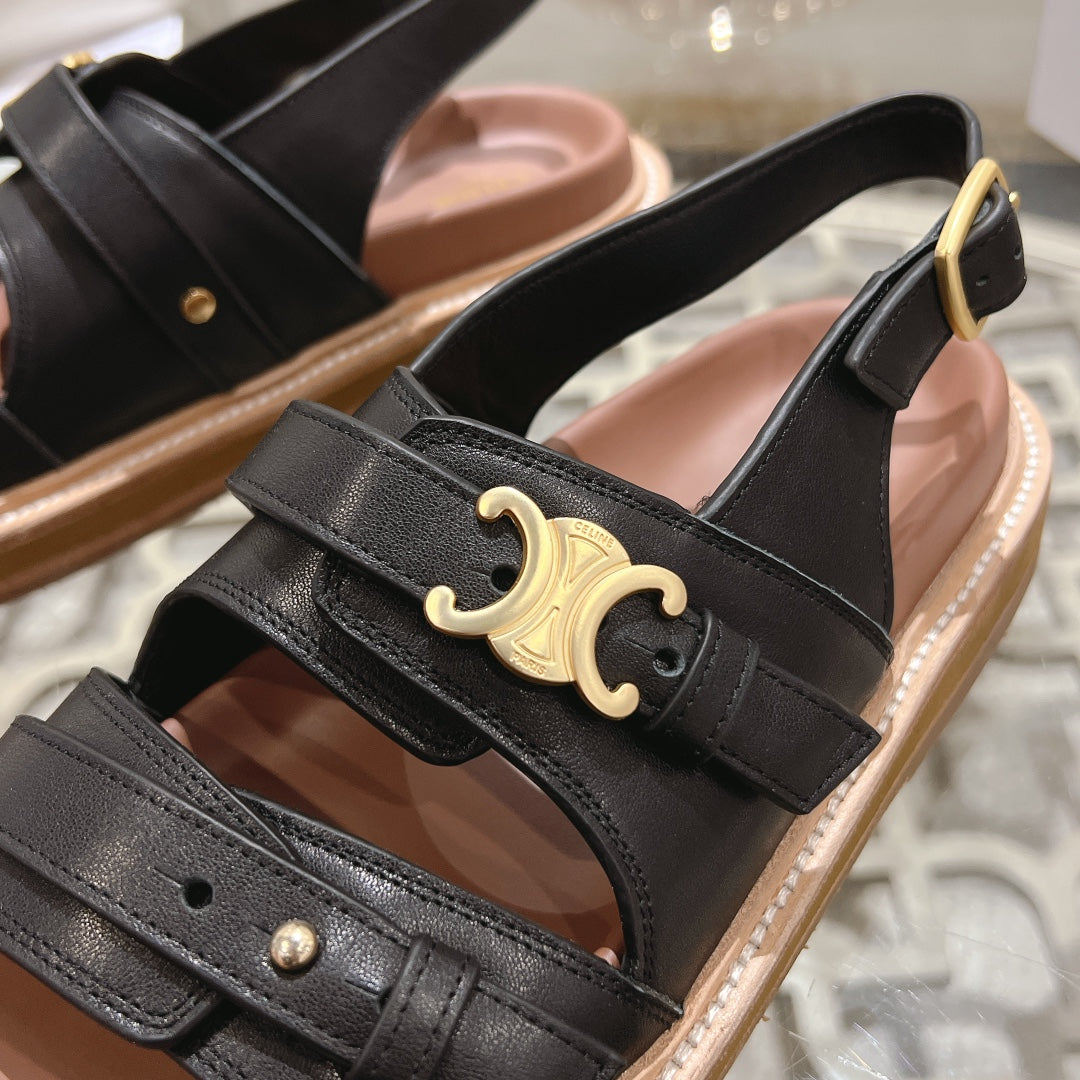TIPPI TRIOMPHE SANDAL IN BLACK CALFSKIN - 35