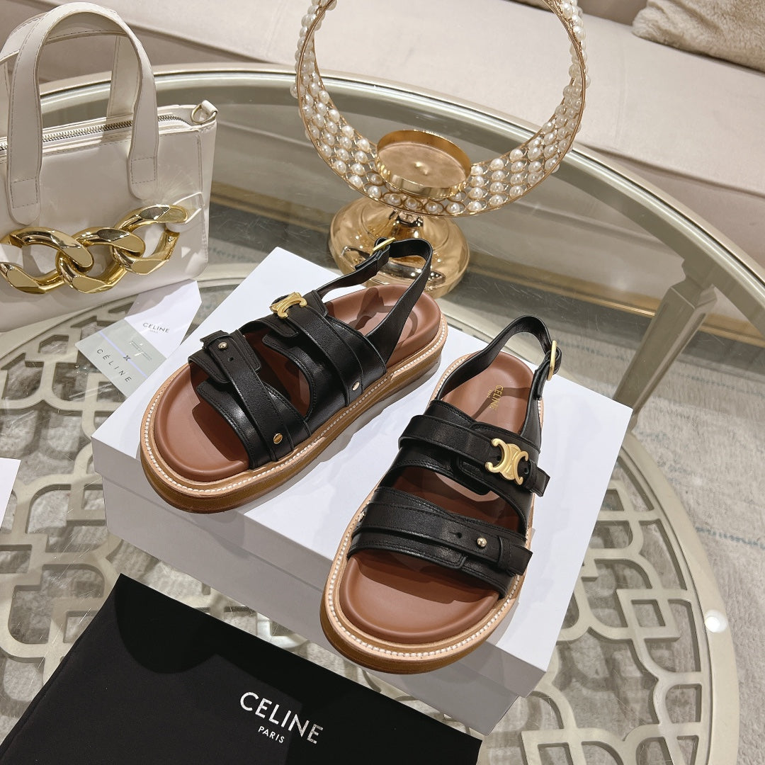 TIPPI TRIOMPHE SANDAL IN BLACK CALFSKIN - 35
