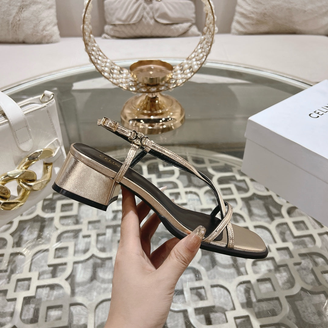 HIGH SANDAL 45MM IN GOLD LAMBSKIN - 35