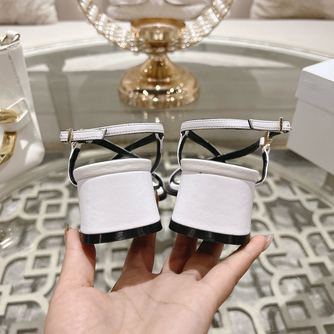 HIGH SANDAL 45MM IN WHITE LAMBSKIN - 35