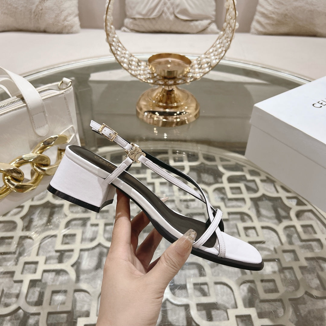 HIGH SANDAL 45MM IN WHITE LAMBSKIN - 35