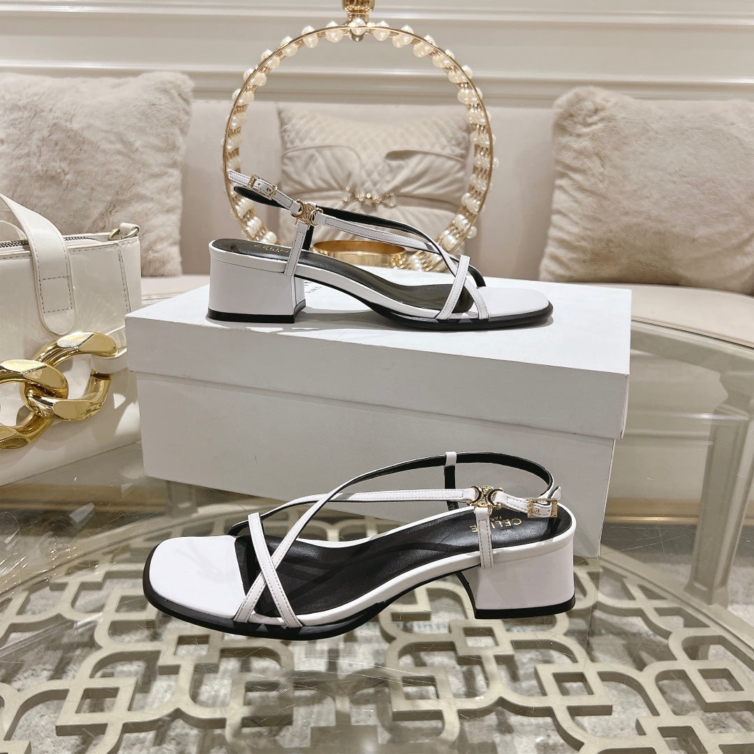 HIGH SANDAL 45MM IN WHITE LAMBSKIN - 35