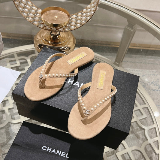 PEARL THONG SANDAL IN SEPIA TAN SUEDE - 35
