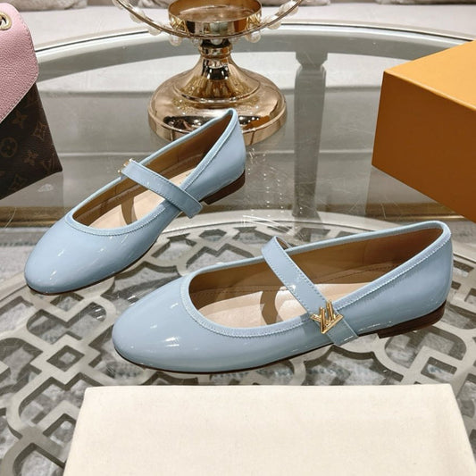 MARY JANE SHOES IN BLUE PASTEL PATENT CALFSKIN - 35