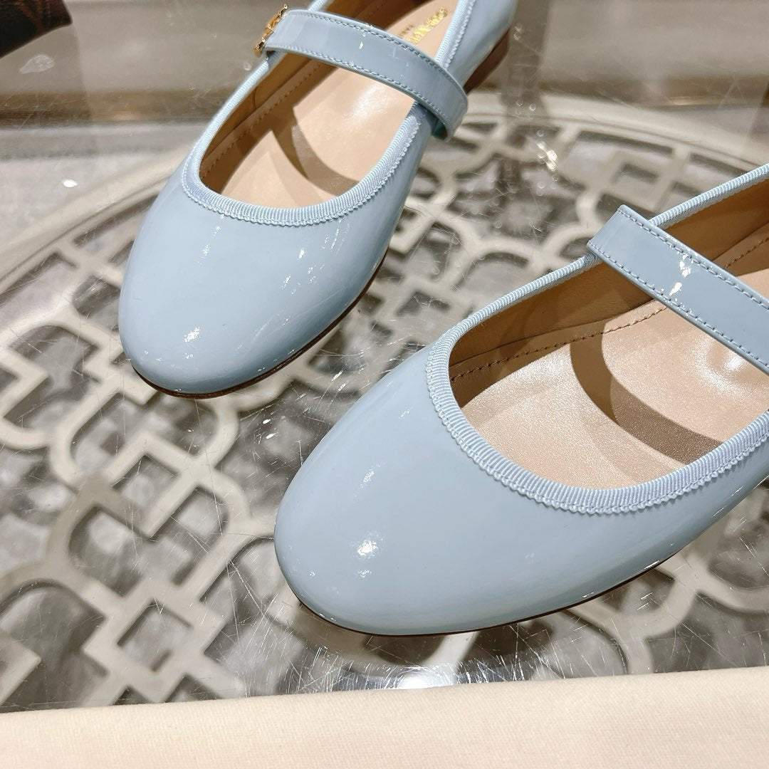 MARY JANE SHOES IN BLUE PASTEL PATENT CALFSKIN - 35