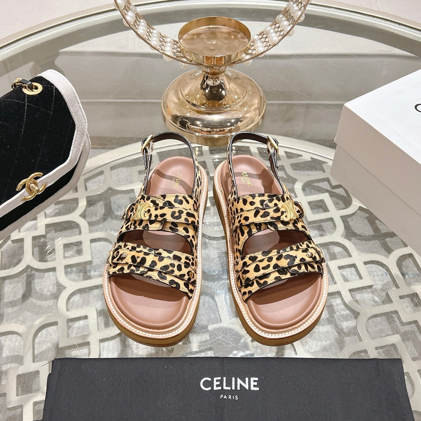 TIPPI TRIOMPHE SANDAL IN LEOPARD PRINTED HAIRY CALFSKIN - 35