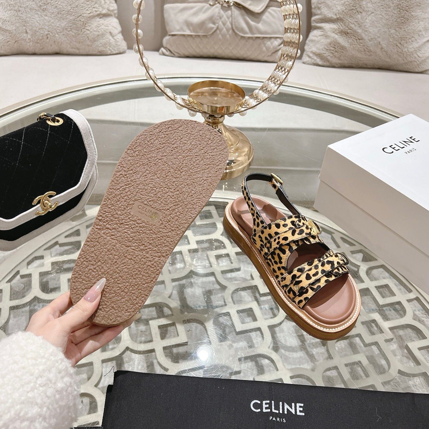 TIPPI TRIOMPHE SANDAL IN LEOPARD PRINTED HAIRY CALFSKIN - 35