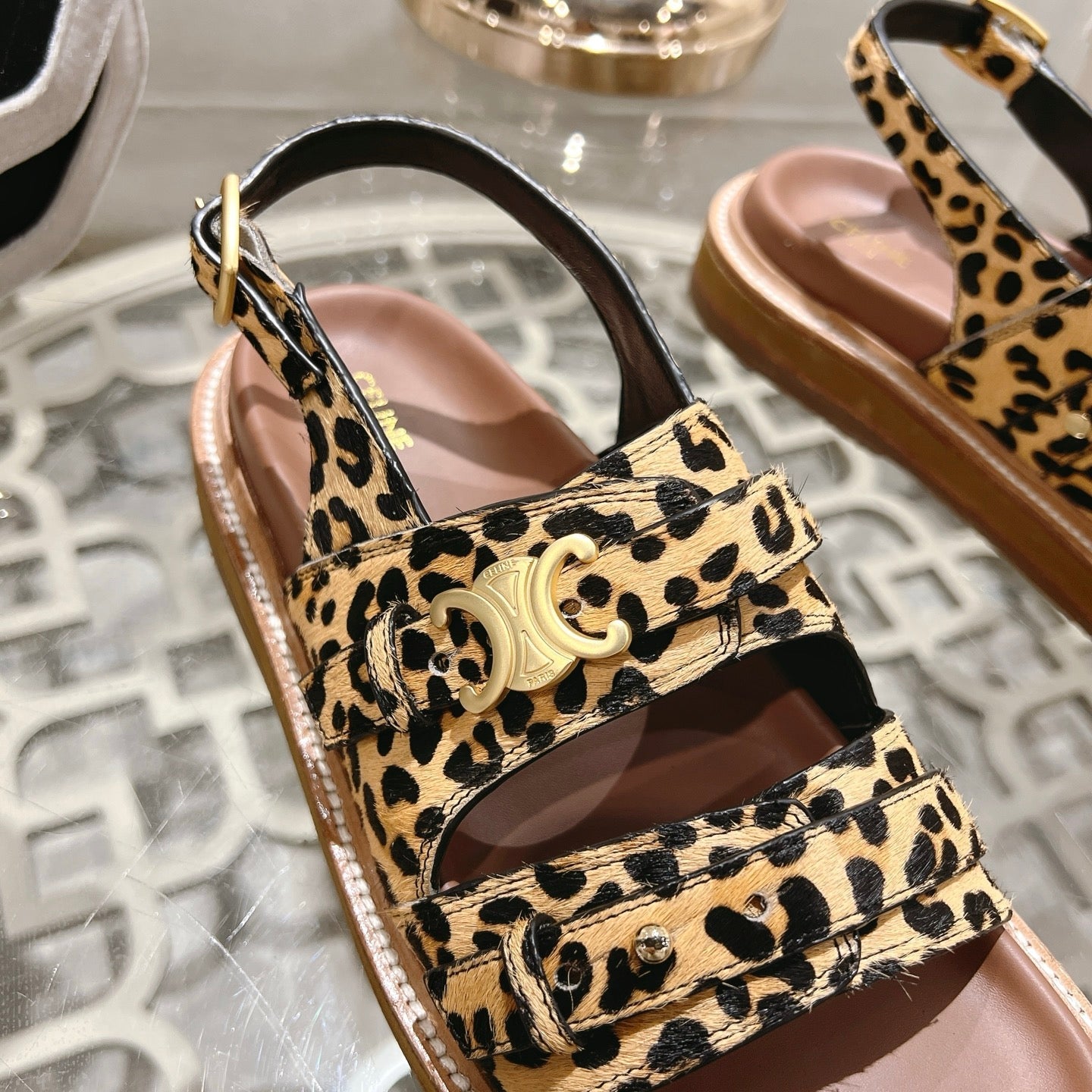 TIPPI TRIOMPHE SANDAL IN LEOPARD PRINTED HAIRY CALFSKIN - 35