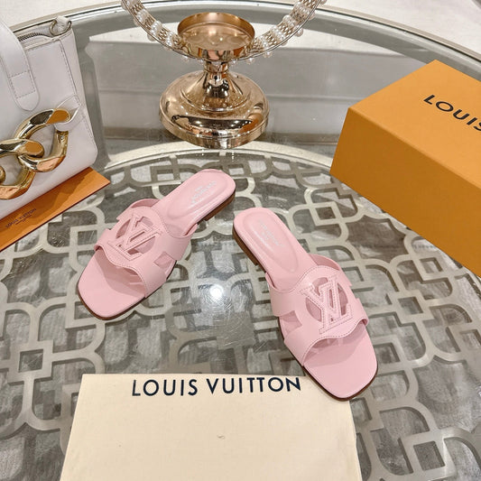 ISOLA FLAT SLIDE IN PASTEL PINK CALFSKIN - 35