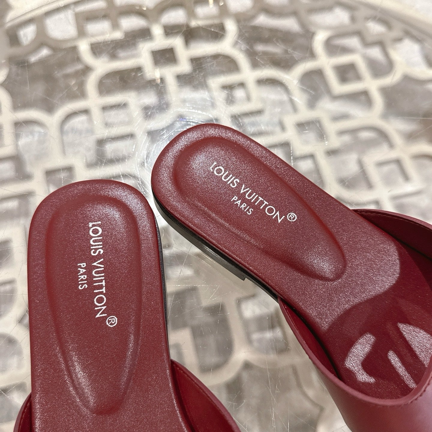 ISOLA FLAT SLIDE IN JAM RED CALFSKIN - 35