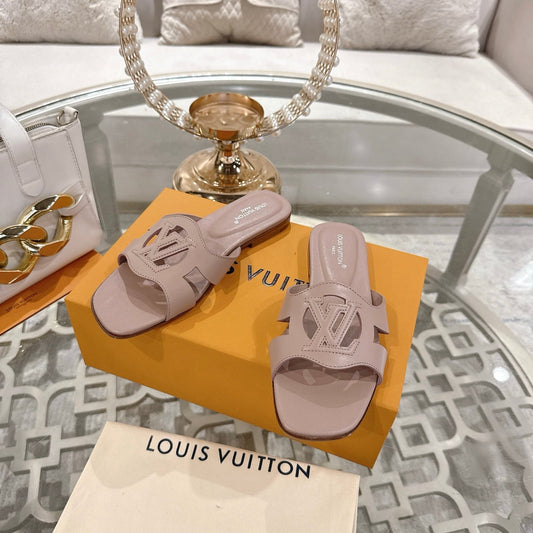 ISOLA FLAT SLIDE IN DUSTY PINK CALFSKIN - 35