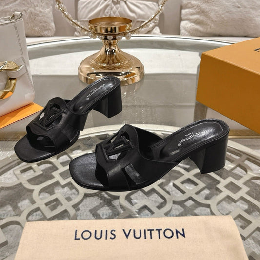 ISOLA HIGH 55 MM MULE IN BLACK CALFSKIN - 35
