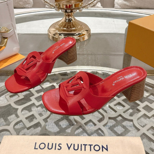 ISOLA HIGH 55 MM MULE IN CHERRY RED CALFSKIN - 35