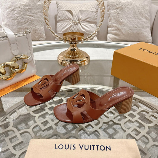 ISOLA HIGH 55 MM MULE IN PENNY BROWN CALFSKIN - 35