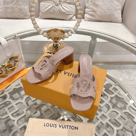 ISOLA HIGH 55 MM MULE IN DUSTY PINK CALFSKIN - 35