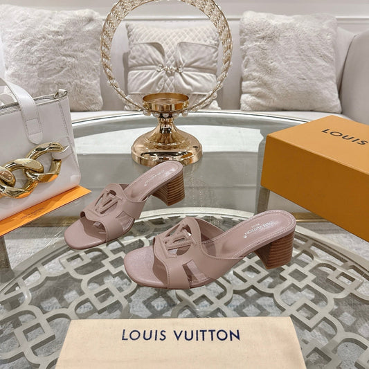 ISOLA HIGH 55 MM MULE IN DUSTY PINK CALFSKIN - 35