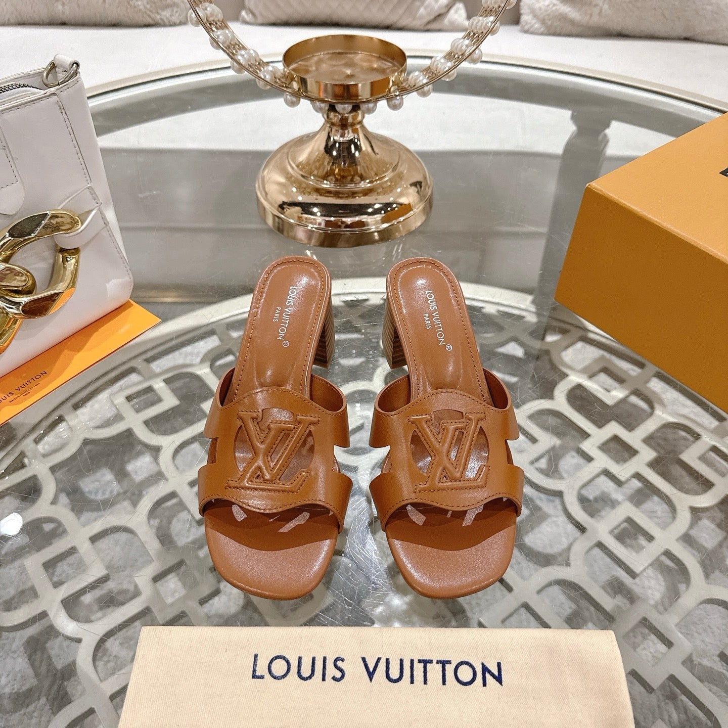 ISOLA HIGH 55 MM MULE IN BRONZE BROWN CALFSKIN - 35