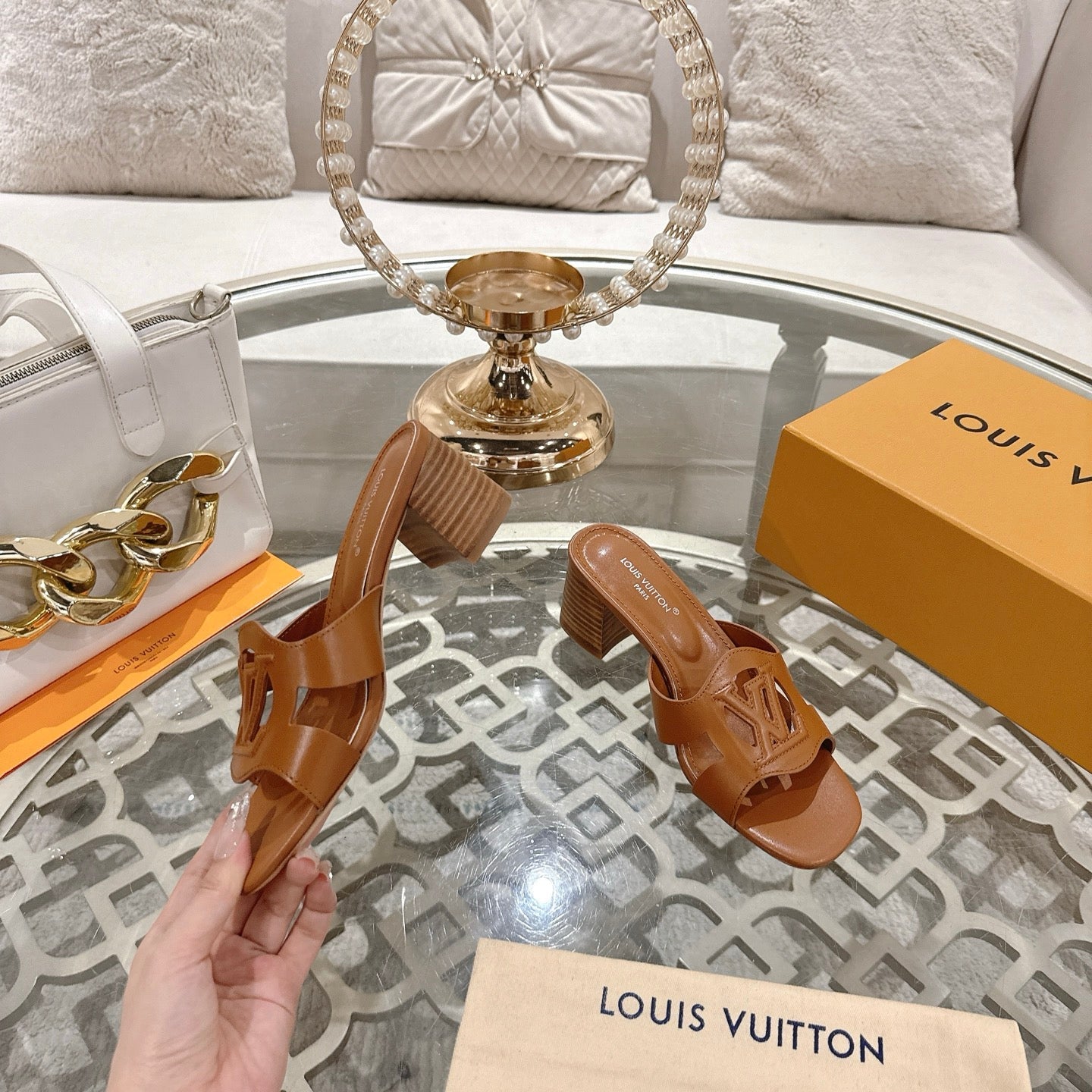 ISOLA HIGH 55 MM MULE IN BRONZE BROWN CALFSKIN - 35