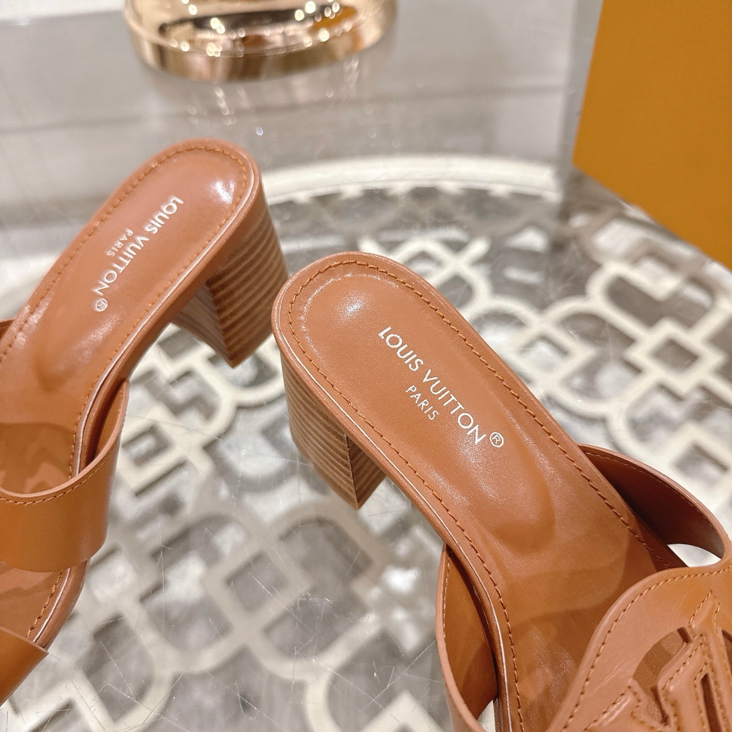 ISOLA HIGH 55 MM MULE IN BRONZE BROWN CALFSKIN - 35