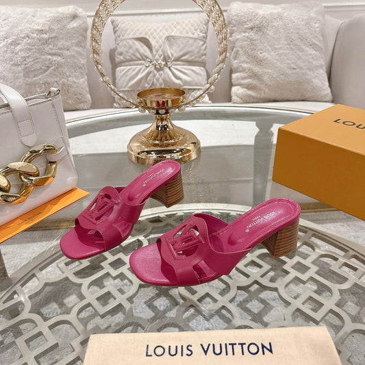 ISOLA HIGH 55 MM MULE IN DARK PINK CALFSKIN - 35