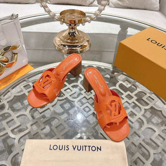 ISOLA HIGH 55 MM MULE IN VIVID ORANGE CALFSKIN - 35