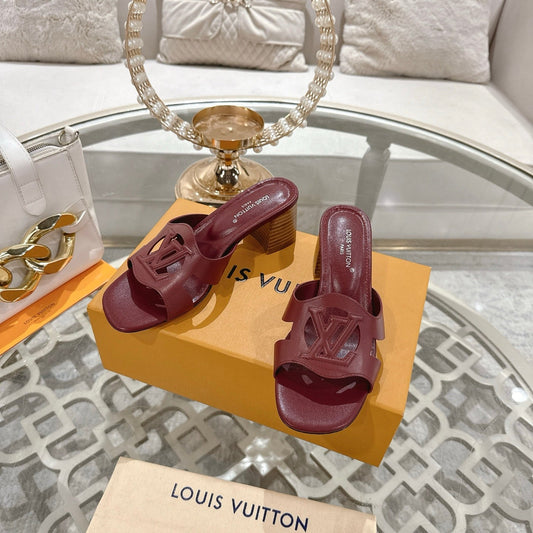 ISOLA HIGH 55 MM MULE IN JAM RED CALFSKIN - 35