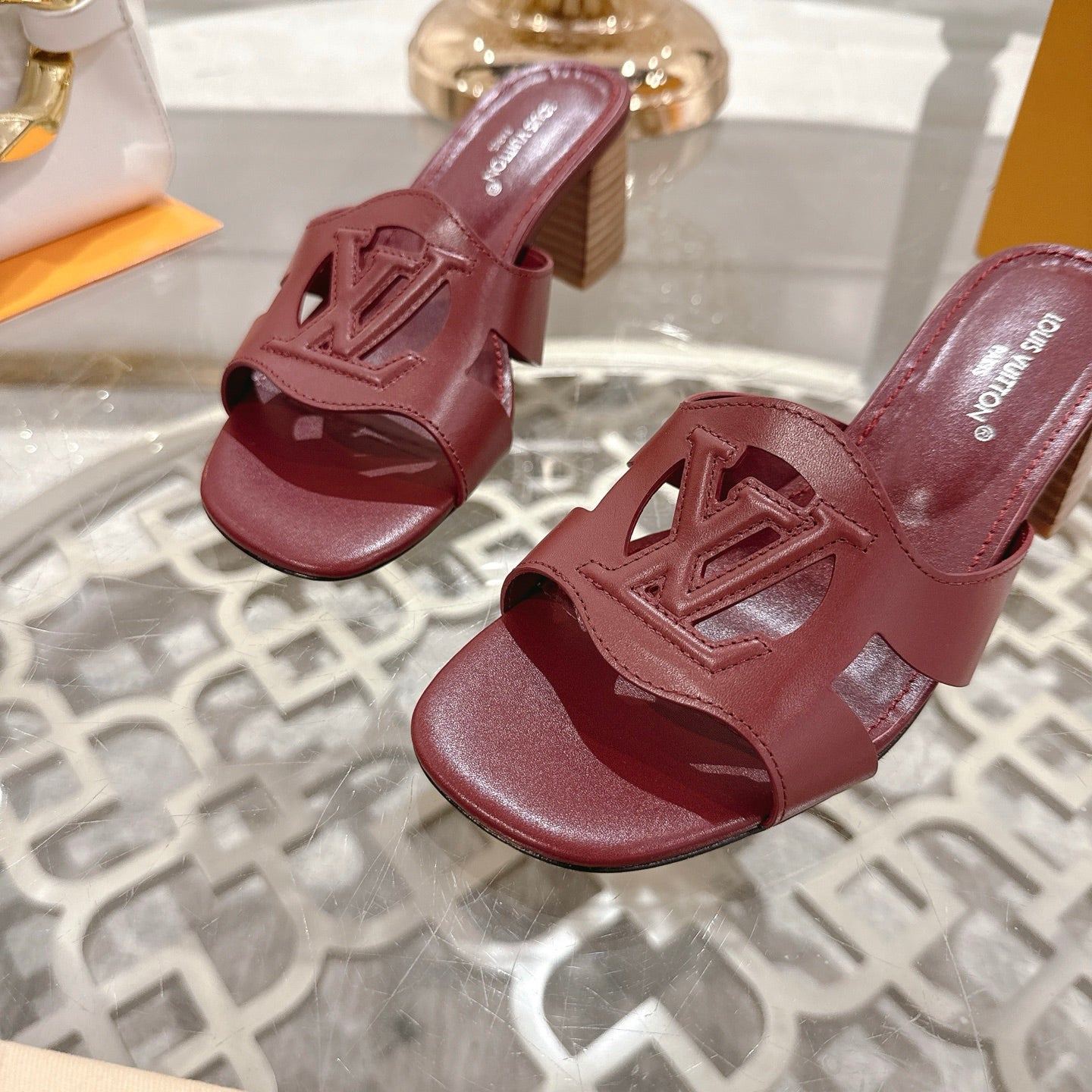 ISOLA HIGH 55 MM MULE IN JAM RED CALFSKIN - 35