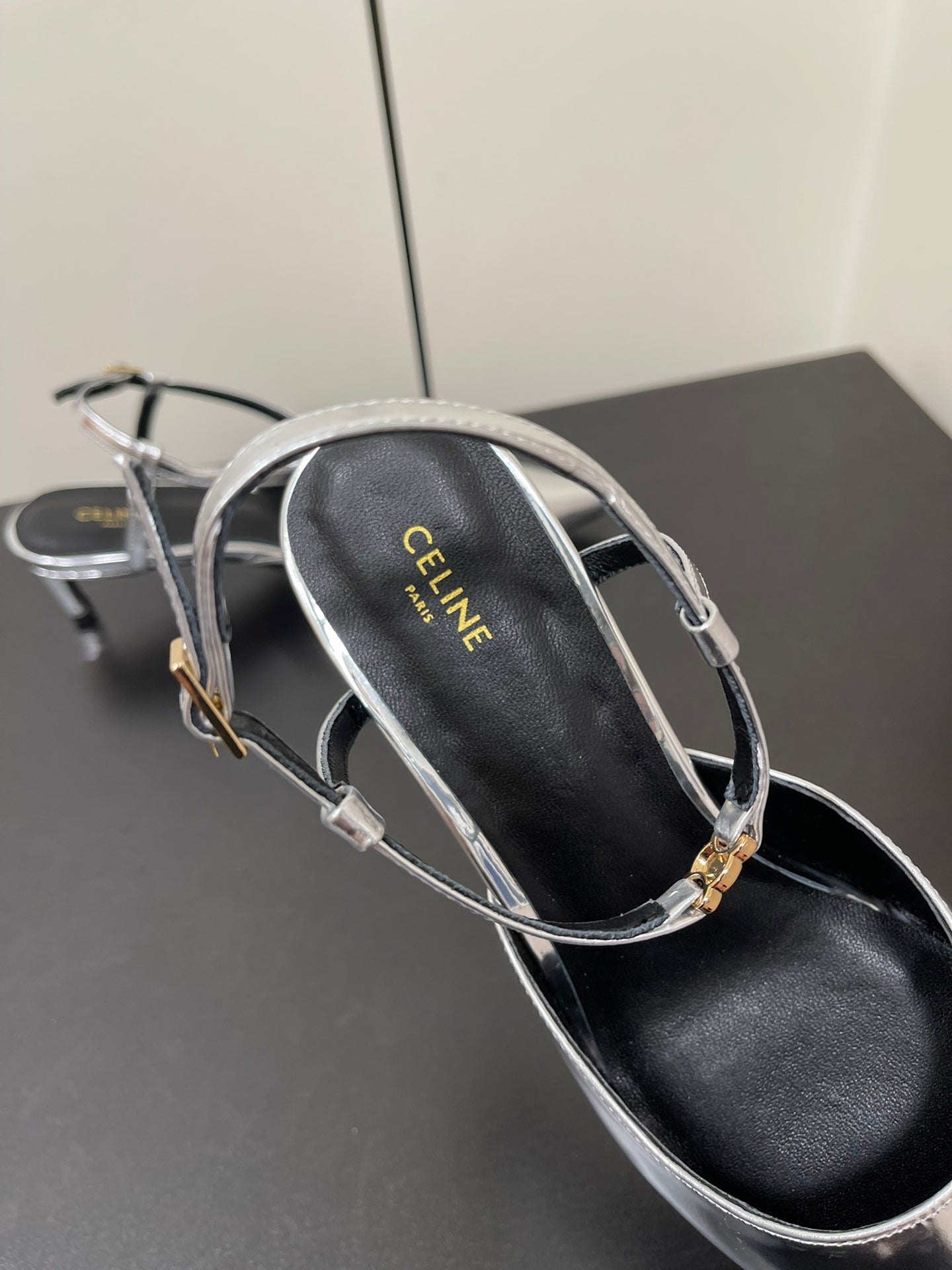 MORRAINE SLINGBACK PUMPS IN SILVER CALFSKIN - 35