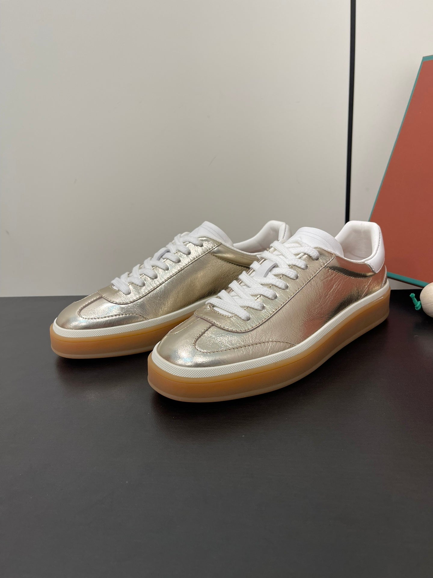 LP TENNIS WALK SNEAKERS LIGHT GOLD CALFSKIN - 35