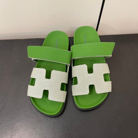 CHYPRE SANDAL GREEN MIX CREAM CALFSKIN - 35