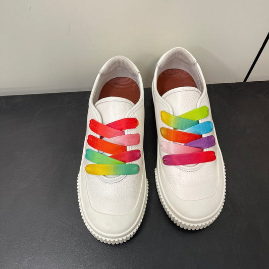 LP CLASSIC BISCUIT SNEAKERS WHITE WITH MULTI-COLOR LACES CALFSKIN - 35