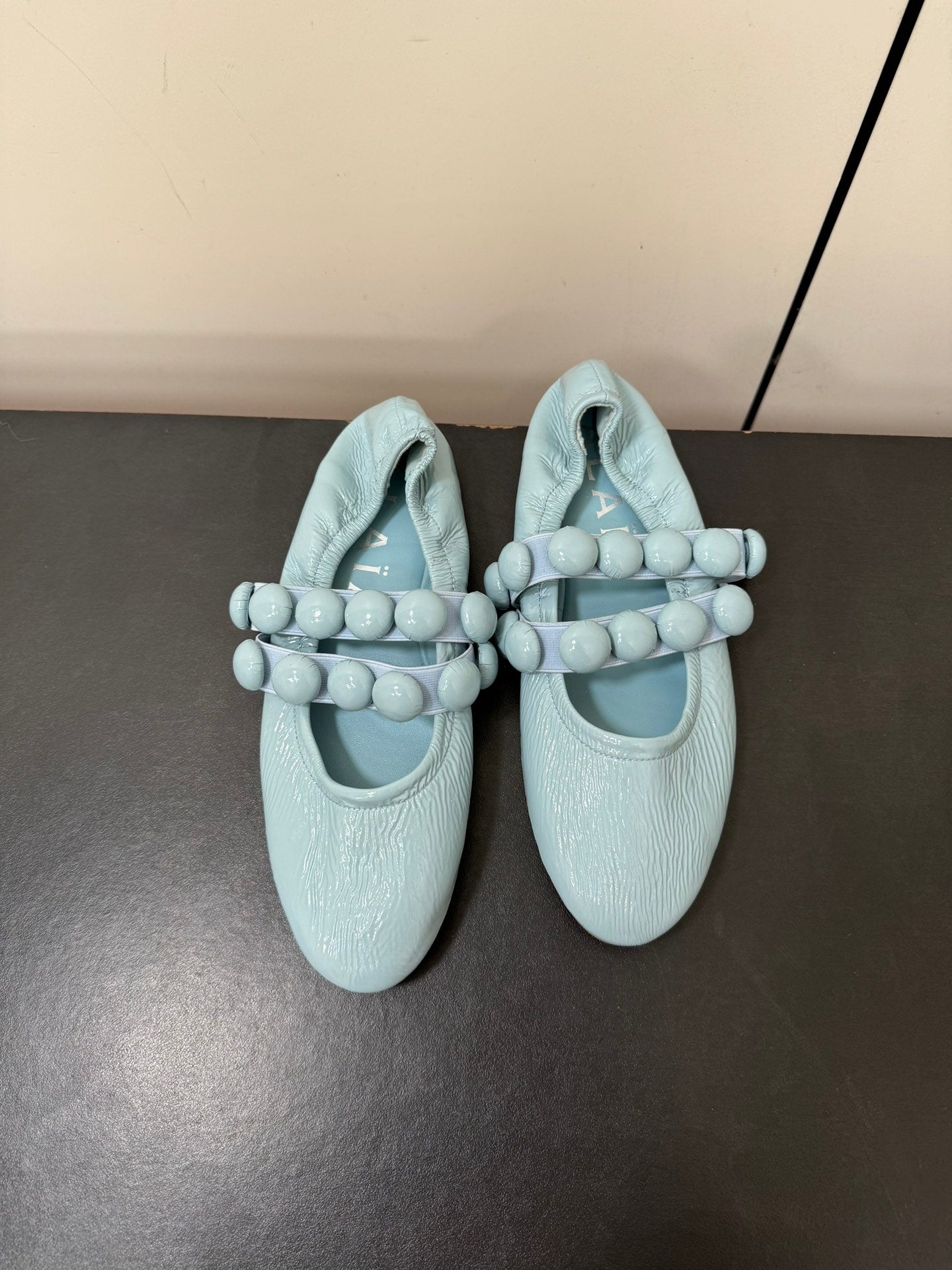 ALAIA SPHERE BALLET FLATS IN LIGHT BLUE LAMBSKIN - 35