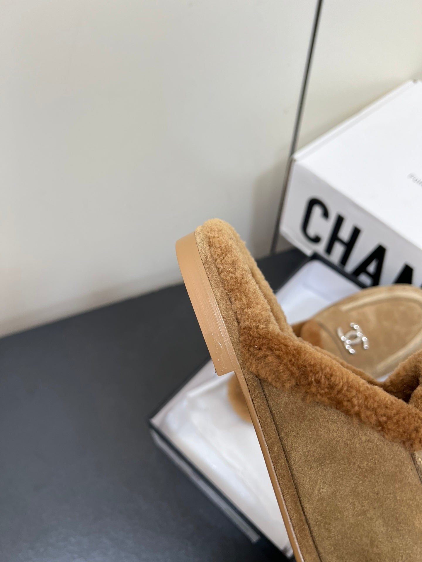 LOAFERS MULE IN PEANUT BROWN SUEDE AND FLEECE LINING - 35