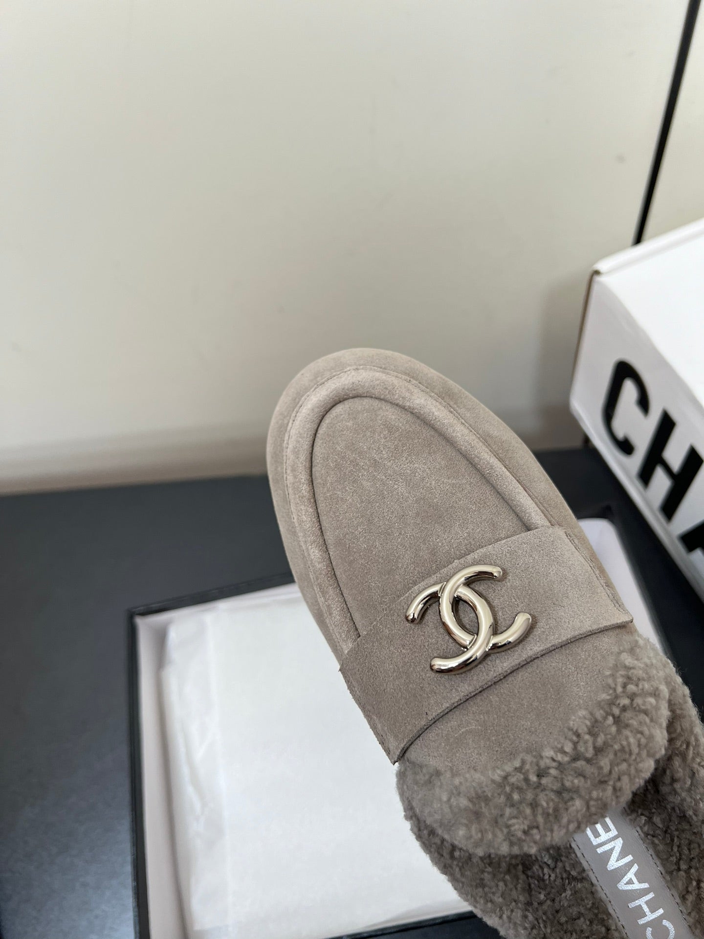 LOAFERS MULE IN DESERT BROWN SUEDE AND FLEECE LINING - 35