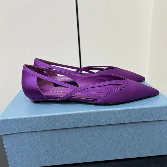 CUT-OUT BALLERINAS IN VIOLET SATIN - 35