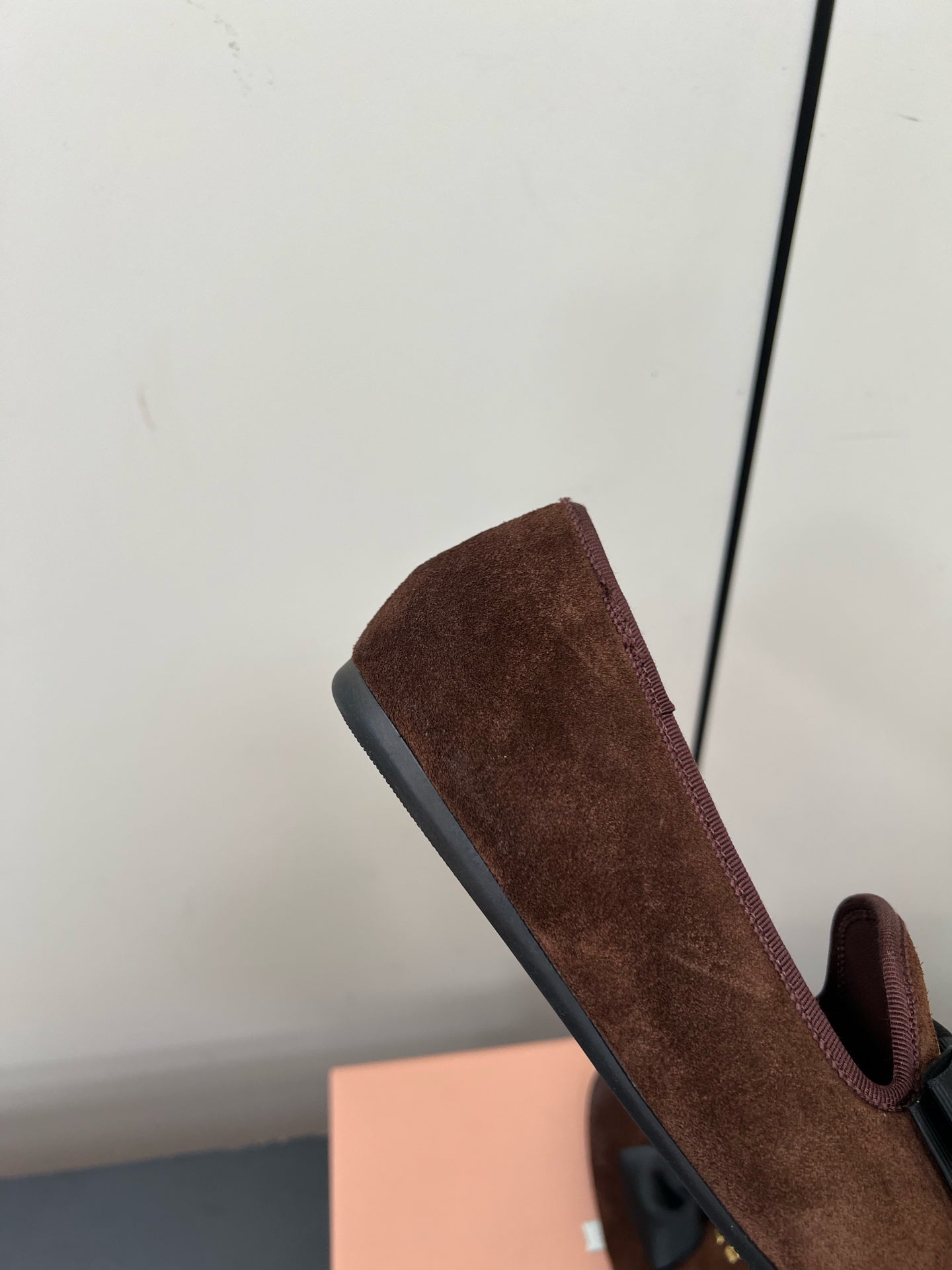 LOAFERS WITH BOW IN CHOCOLATE SUEDE - 35