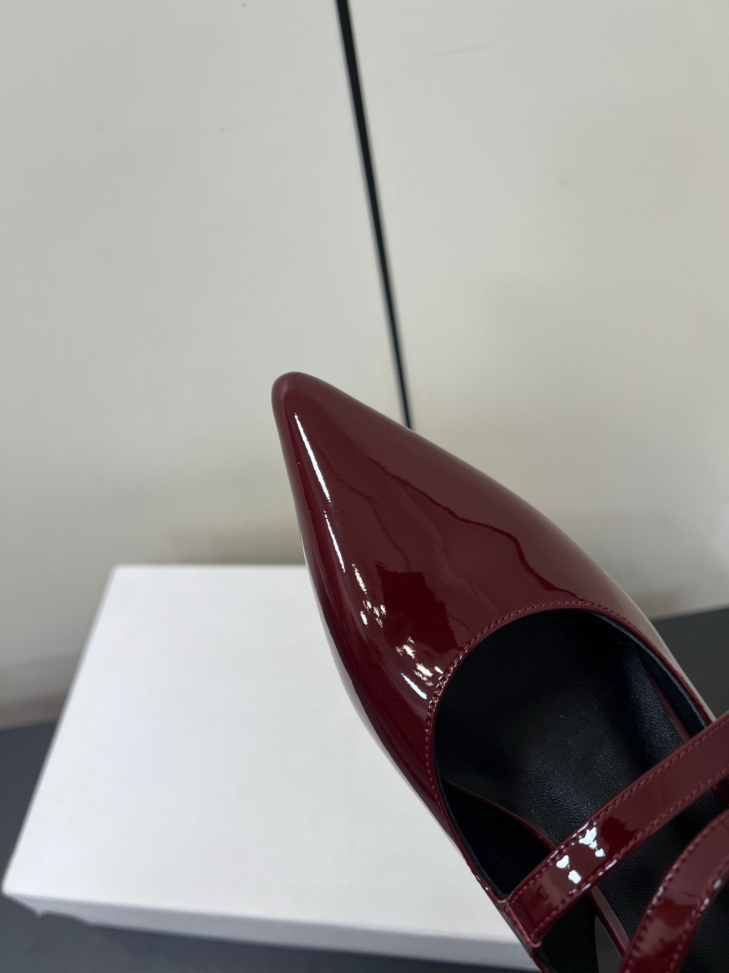 JUDY DOUBLE STRAP MARY JANE SLINGBACK IN BURGUNDY RED PATENT CALFSKIN - 34